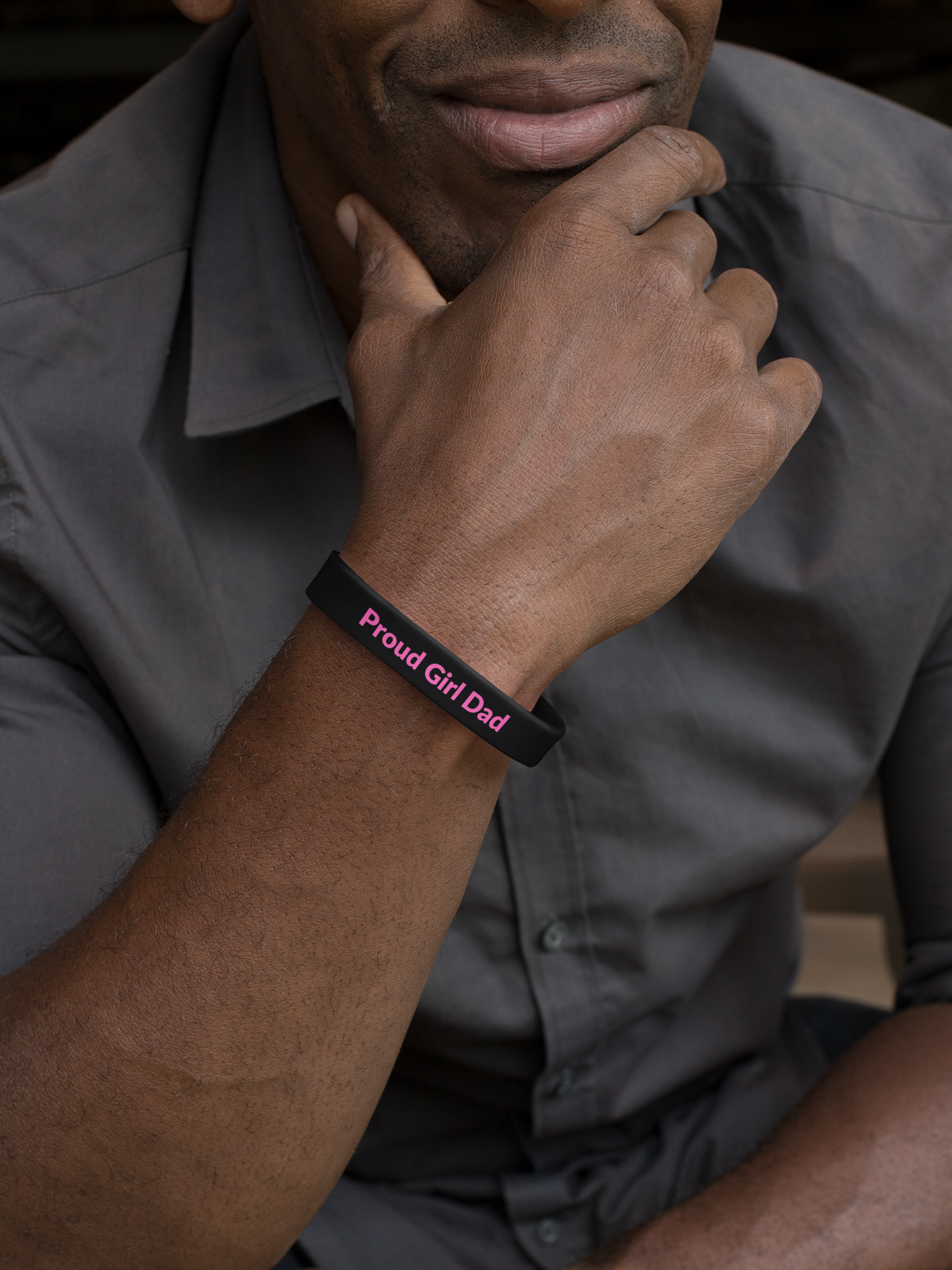 Proud Girl Dad Wristband – Bold Black & Pink by The Girl Dad Initiative