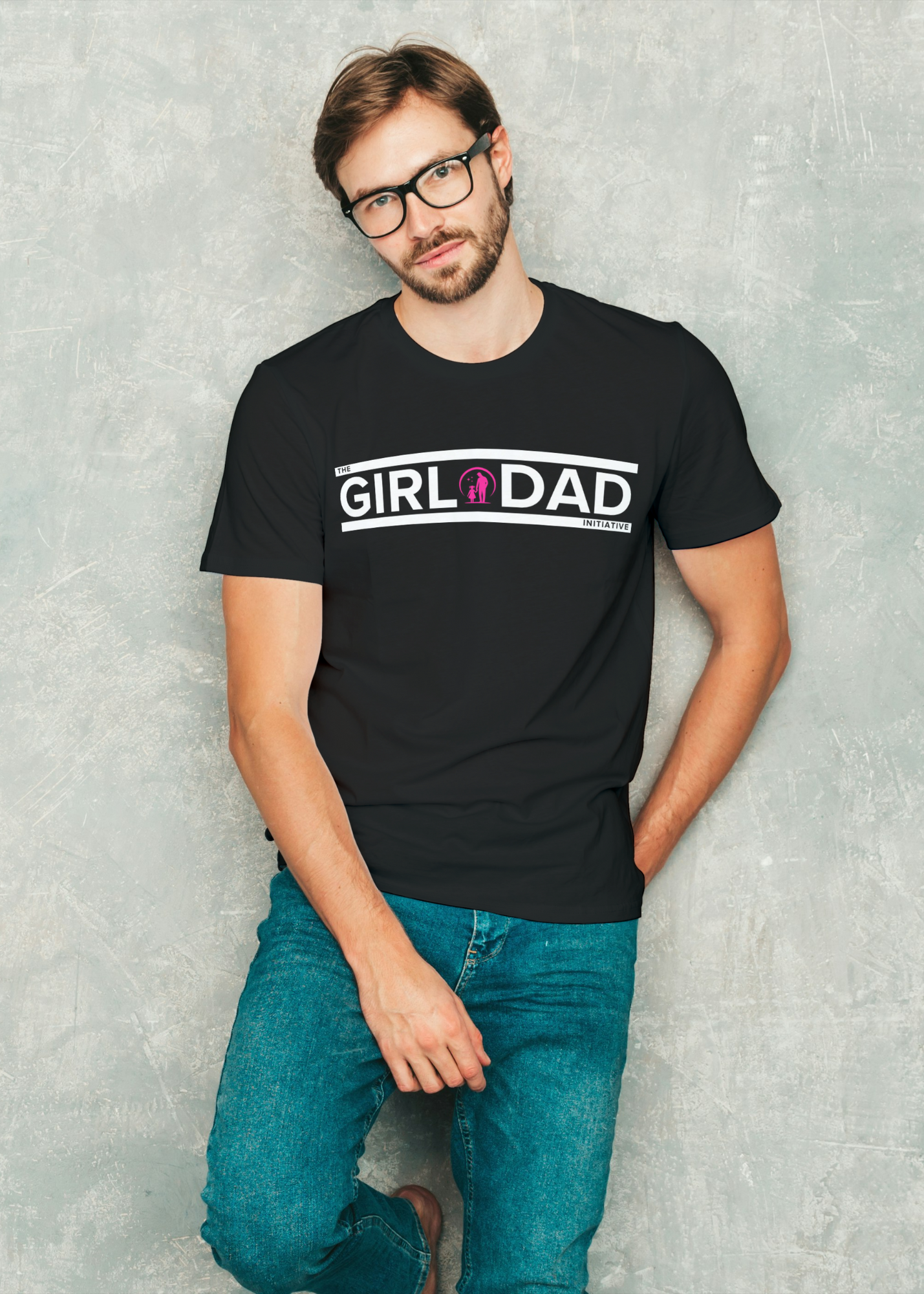 The Girl Dad Initiative™ Premium Gildan Softstyle T-Shirt – Comfortable, Stylish, and Girl Dad - Big & Tall Sizes - White/Pink Logo