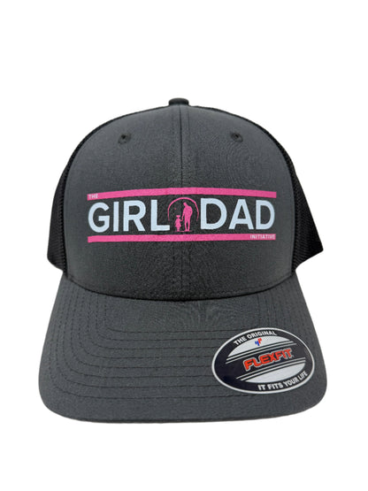 The Girl Dad Initiative ™ Flexfit One Size Fits All Black/Charcoal Trucker Hat