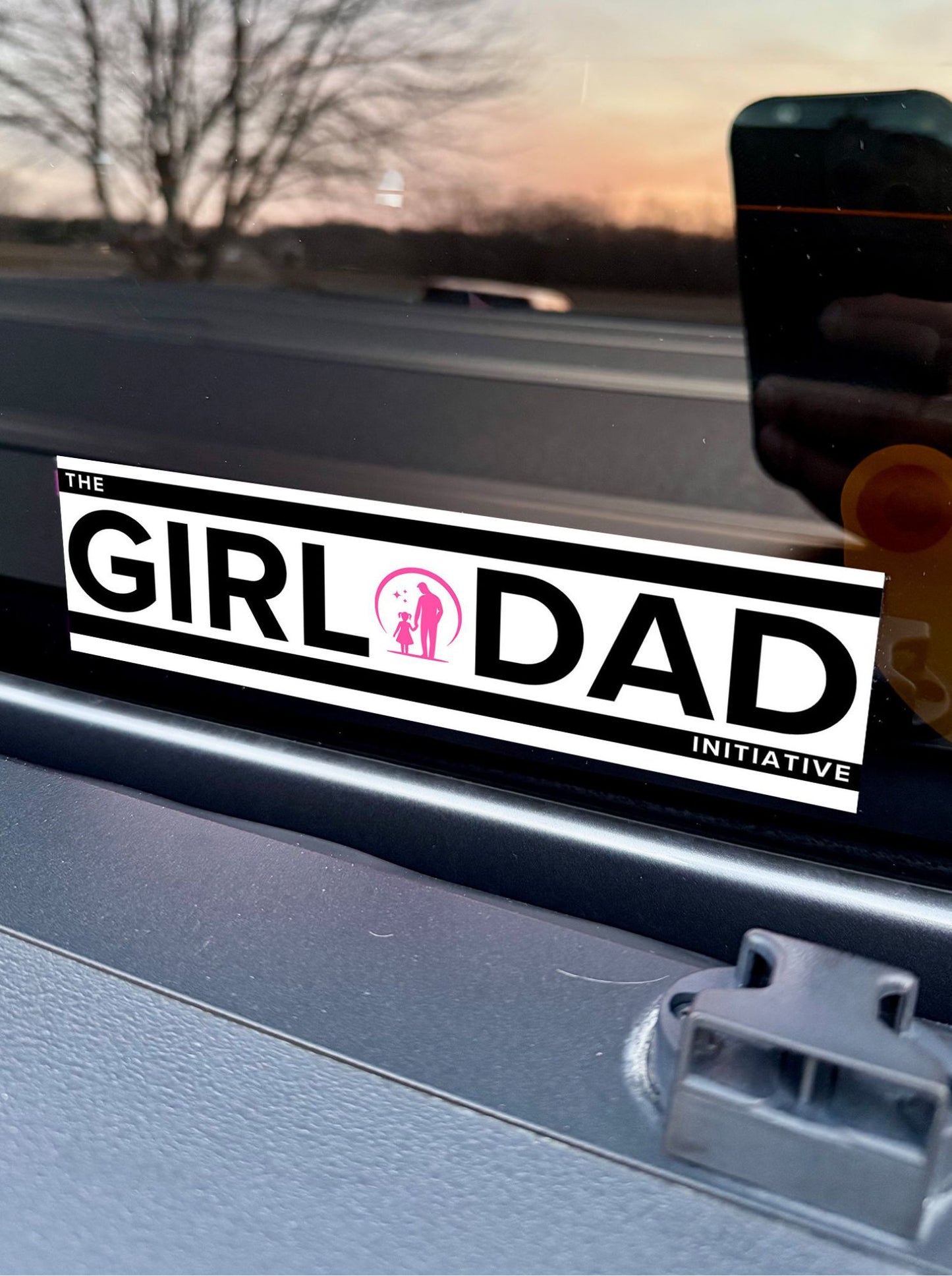 The Girl Dad Initiative ™ 7” x 2” Vinyl Decal – Bold & Durable (White/Black Letters)